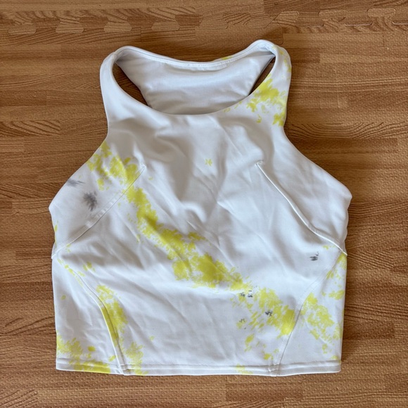 lululemon athletica Other - Lululemon Invigorate Sports Bra Size 6 White Base Yellow Splashes Pads Included